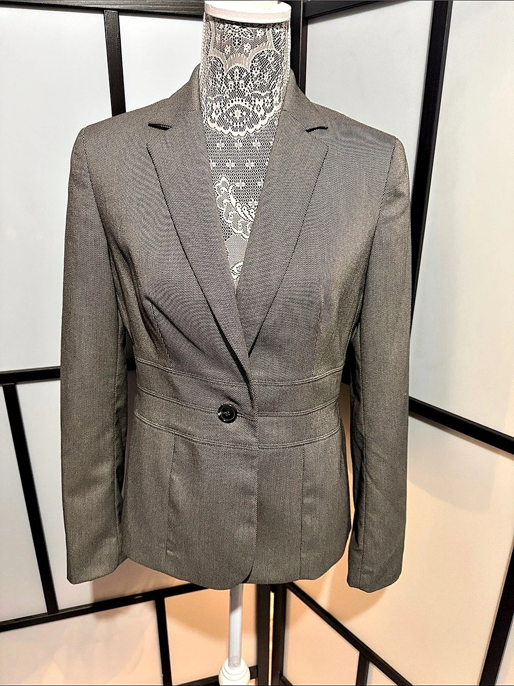 Jones New York Collection Stretch Blazer Gray Stretch Blazer Size 4 Like New